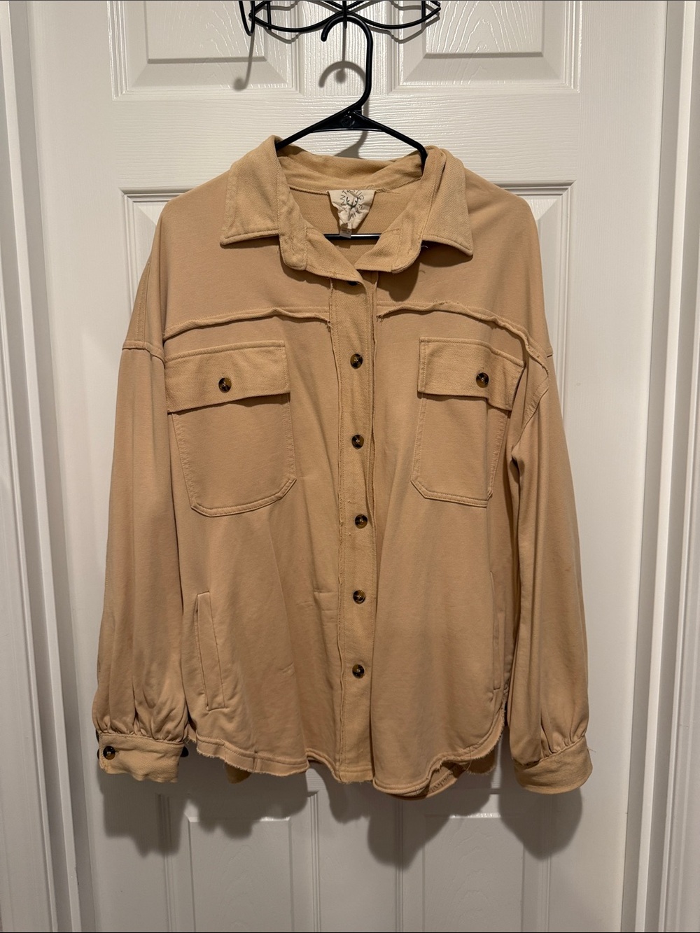 Fantastic Fawn Beige-Tan Shacket with Chest Pockets
